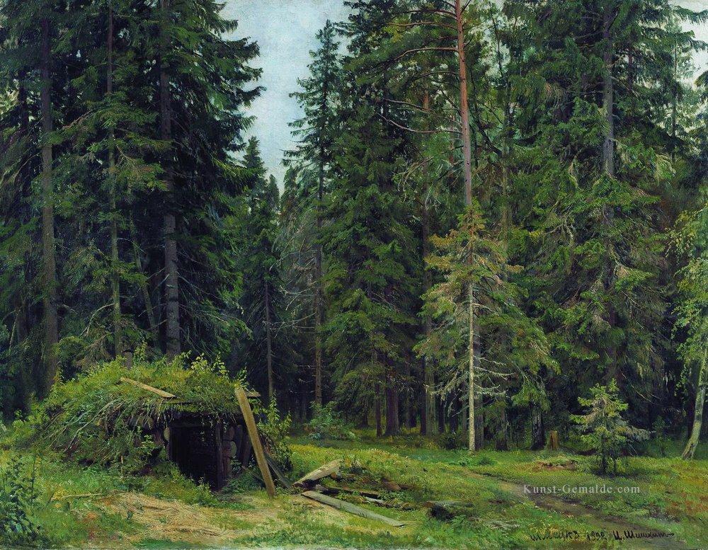 Waldhütte 1892 klassische Landschaft Ivan Ivanovich Bäume Ölgemälde